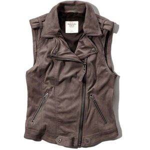 Abercrombie & Fitch Suede Motorcycle Vest Size Small
